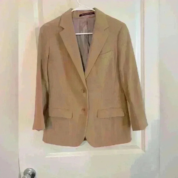 VTG Saint Laurie 2 Button Tan Wool Blazer - Picture 1 of 5